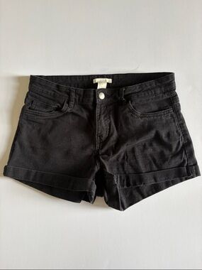 H&M Black Rolled Hem Denim Shorts